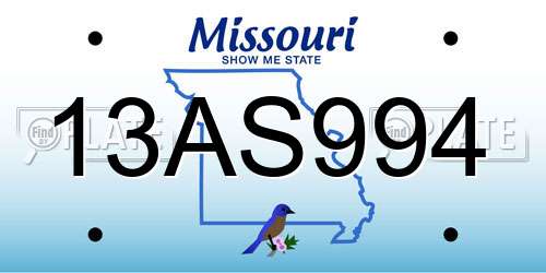 13AS994 Missouri License Plate