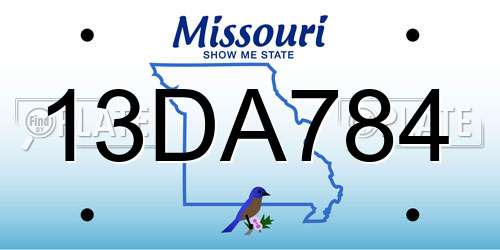 13DA784 Missouri License Plate