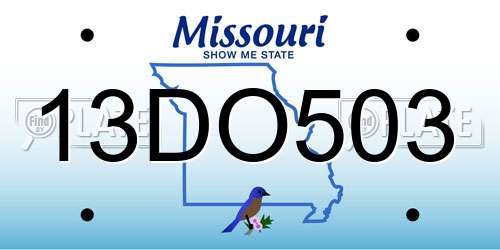 13DO503 Missouri License Plate