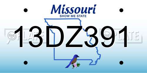13DZ391 Missouri License Plate
