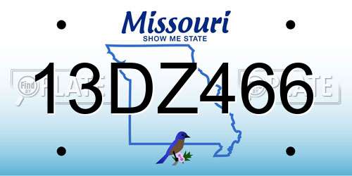 13DZ466 Missouri License Plate