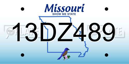13DZ489 Missouri License Plate