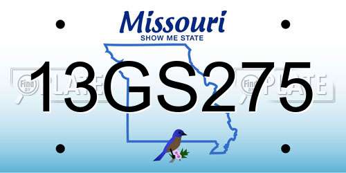 13GS275 Missouri License Plate