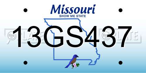 13GS437 Missouri License Plate