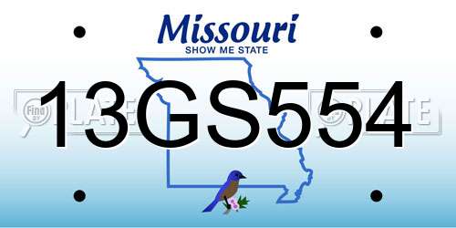 13GS554 Missouri License Plate