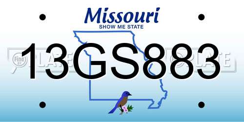 13GS883 Missouri License Plate