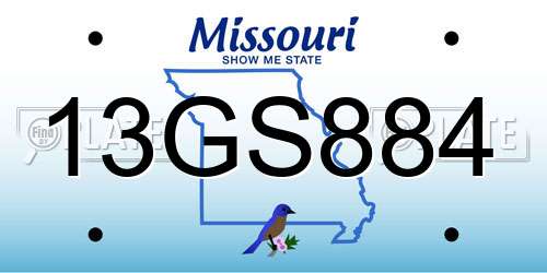 13GS884 Missouri License Plate
