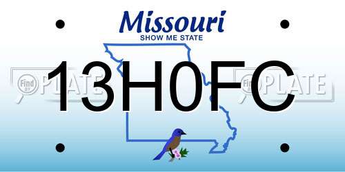 13H0FC Missouri License Plate