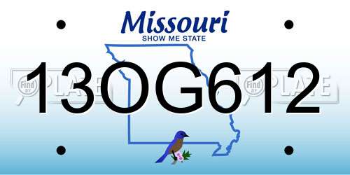 13OG612 Missouri License Plate