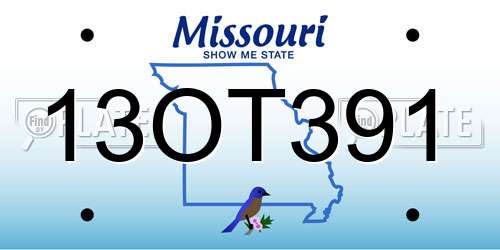 13OT391 Missouri License Plate