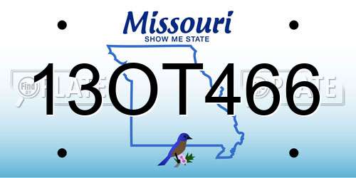 13OT466 Missouri License Plate