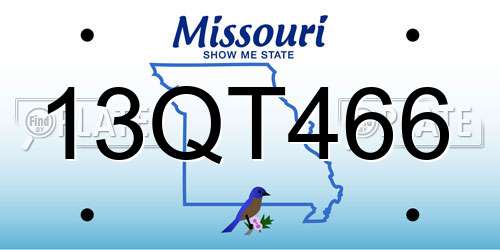 13QT466 Missouri License Plate