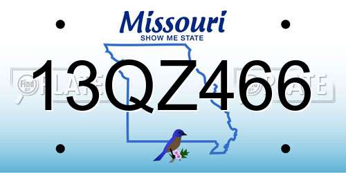 13QZ466 Missouri License Plate