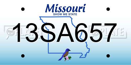 13SA657 Missouri License Plate