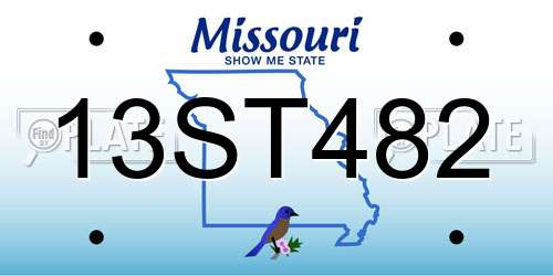 13ST482 Missouri License Plate