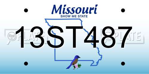13ST487 Missouri License Plate