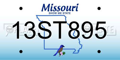 13ST895 Missouri License Plate