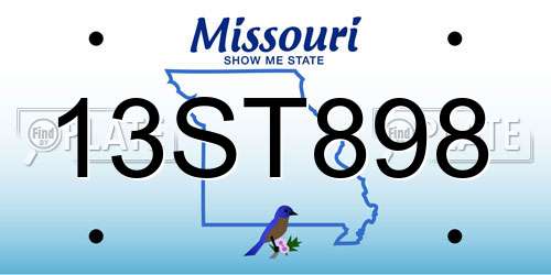 13ST898 Missouri License Plate