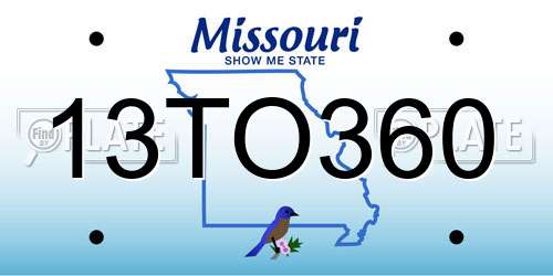 13TO360 Missouri License Plate