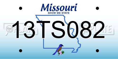 13TS082 Missouri License Plate