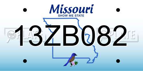13ZB082 Missouri License Plate