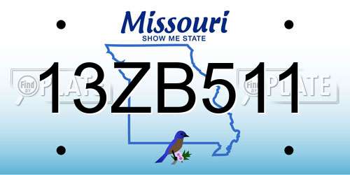 13ZB511 Missouri License Plate
