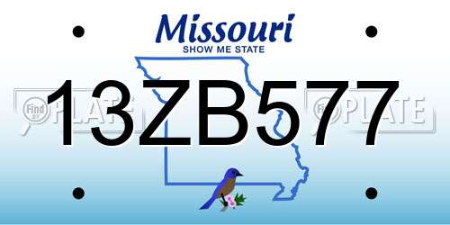 13ZB577 Missouri License Plate