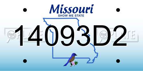 14093D2 Missouri License Plate