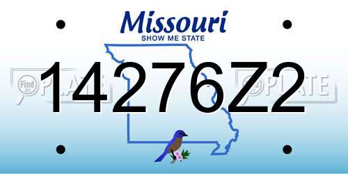 14276Z2 Missouri License Plate