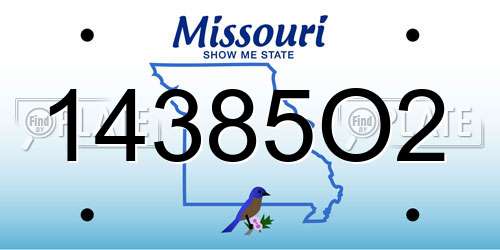 14385O2 Missouri License Plate