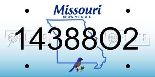14388O2 Missouri License Plate
