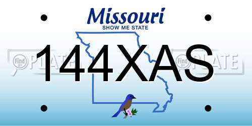144XAS Missouri License Plate