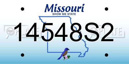 14548S2 Missouri License Plate