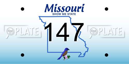 147 Missouri License Plate