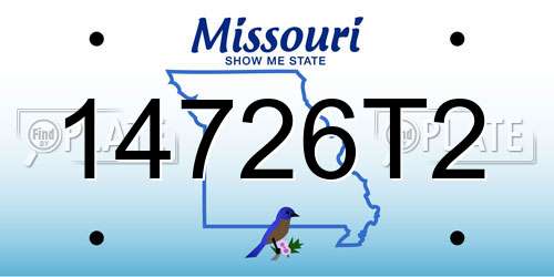 14726T2 Missouri License Plate