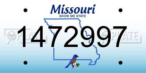 1472997 Missouri License Plate