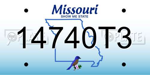 14740T3 Missouri License Plate