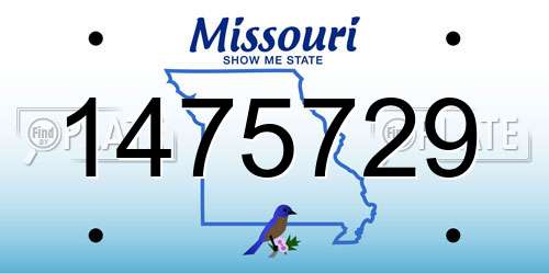 1475729 Missouri License Plate