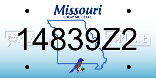 14839Z2 Missouri License Plate