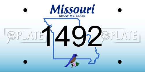 1492 Missouri License Plate