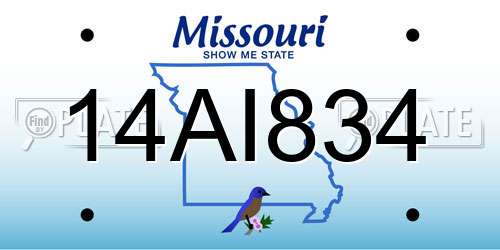 14AI834 Missouri License Plate
