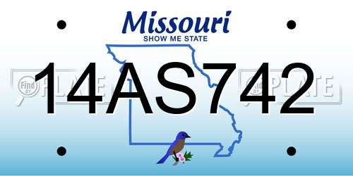 14AS742 Missouri License Plate