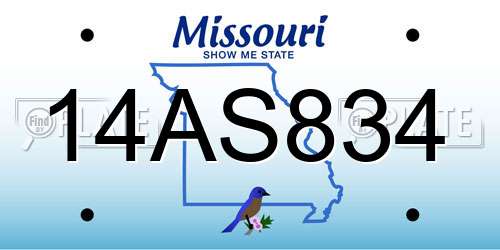 14AS834 Missouri License Plate