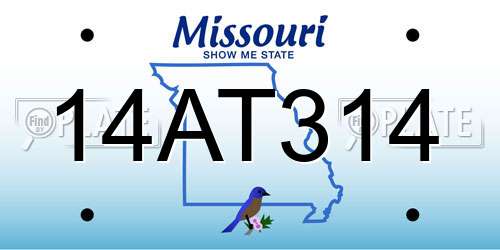 14AT314 Missouri License Plate