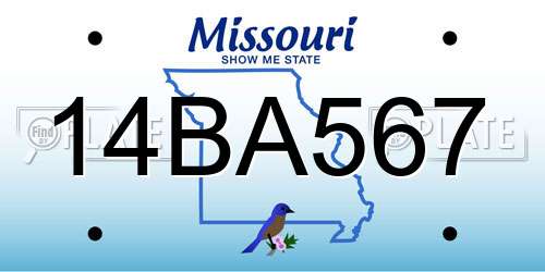 14BA567 Missouri License Plate
