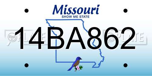 14BA862 Missouri License Plate