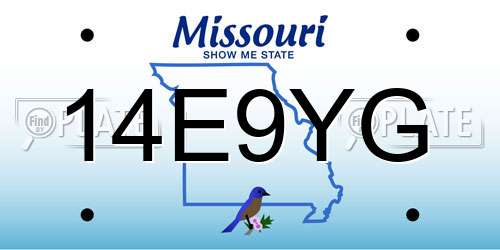 14E9YG Missouri License Plate