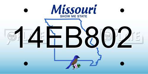 14EB802 Missouri License Plate