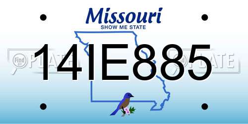 14IE885 Missouri License Plate
