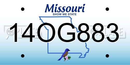 14OG883 Missouri License Plate